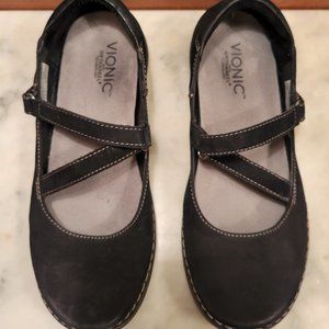 Vionic Orthaheel #454 JUDITH Black Flat Mary Jane Size 6.5